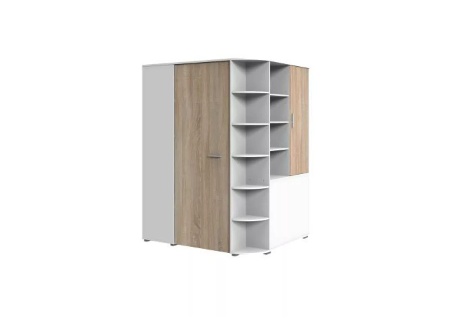 Eckkleiderschrank begehbar 148x124 cm Weiß / Holzoptik Braun JOKER günstig online kaufen