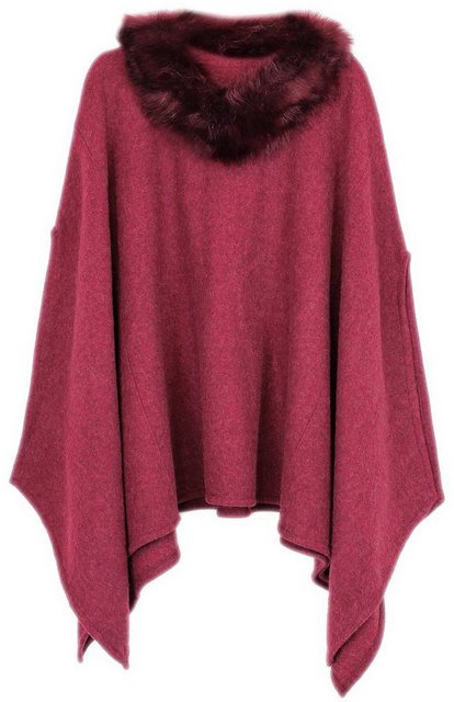 dy_mode Poncho Eleganter Damen Poncho mit Kunstfell Kragen Winter Überwurf günstig online kaufen