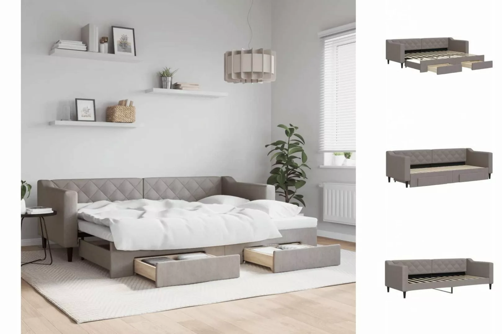 vidaXL Gästebett Gästebett Tagesbett Ausziehbar mit Schubladen Taupe 80x200 günstig online kaufen