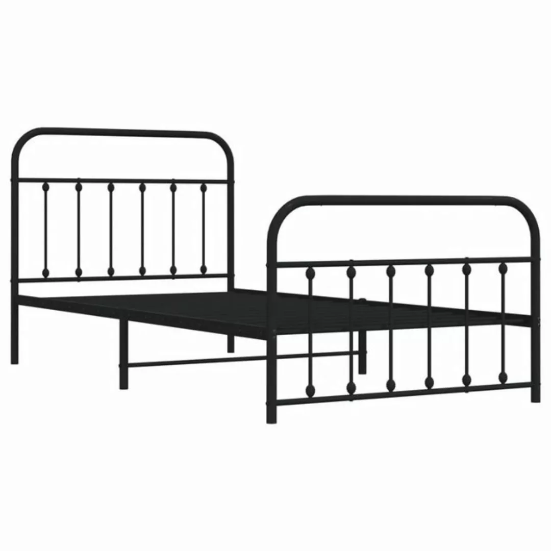 vidaXL Bett Bettgestell mit Kopf- und Fußteil Metall Schwarz 107x203 cm günstig online kaufen