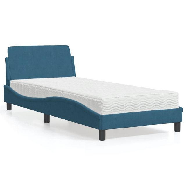vidaXL Bett Bett mit Matratze Blau 90x190 cm Samt günstig online kaufen