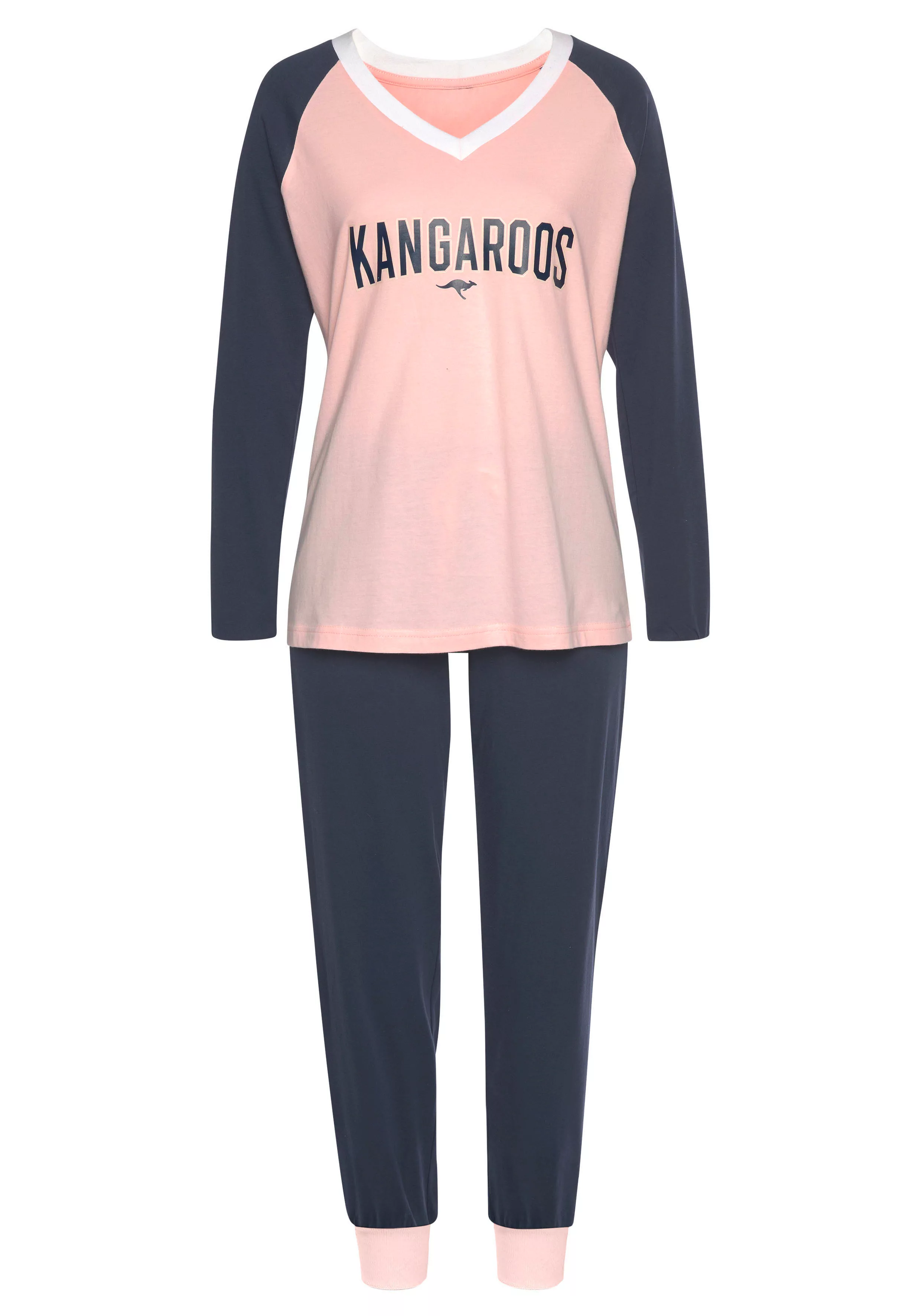 KangaROOS Pyjama, (2 tlg.), mit kontrastfarbenen Raglanärmeln günstig online kaufen