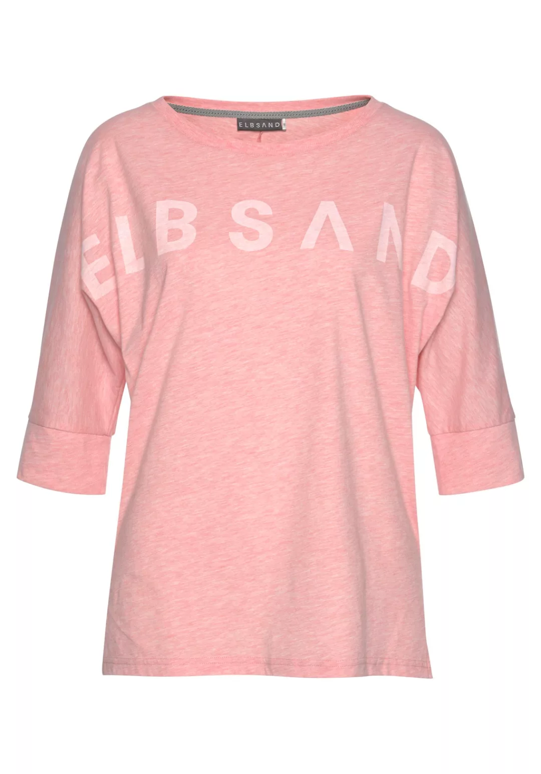 Elbsand 3/4-Arm-Shirt Iduna in Melange-Optik mit Logodruck vorne, Baumwoll- günstig online kaufen
