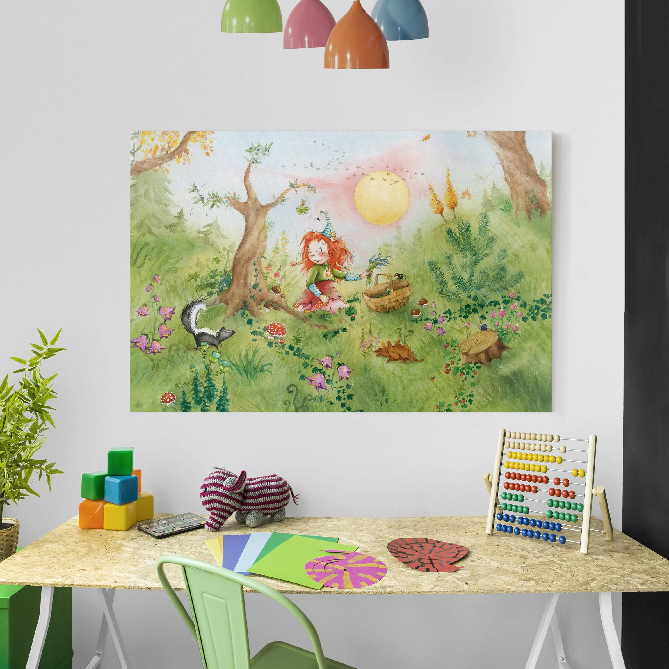 Leinwandbild Kinderzimmer - Querformat Frida die kleine Waldhexe - Frida sa günstig online kaufen