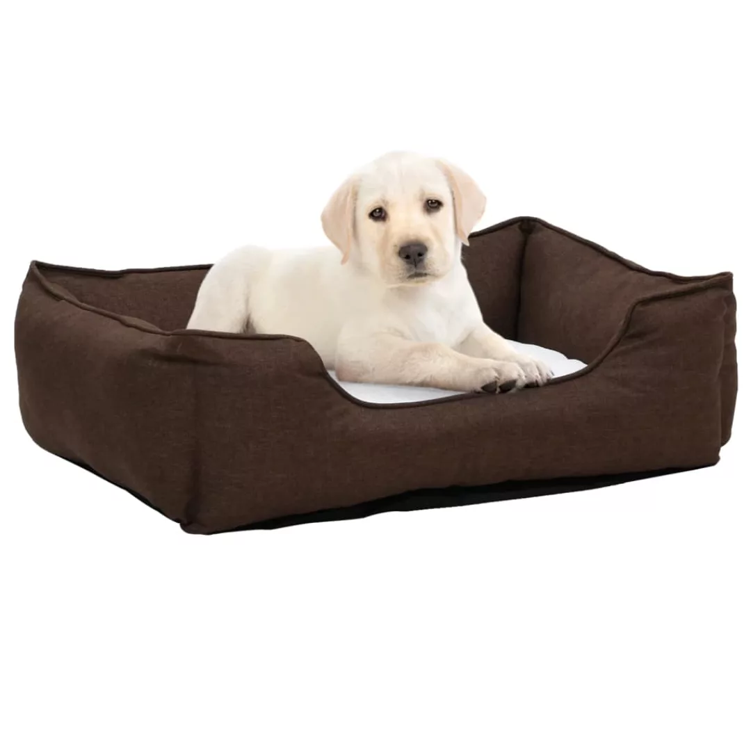 Hundebett Braun-weiß 110,5x80,5x26 Cm Fleece Leinenoptik günstig online kaufen