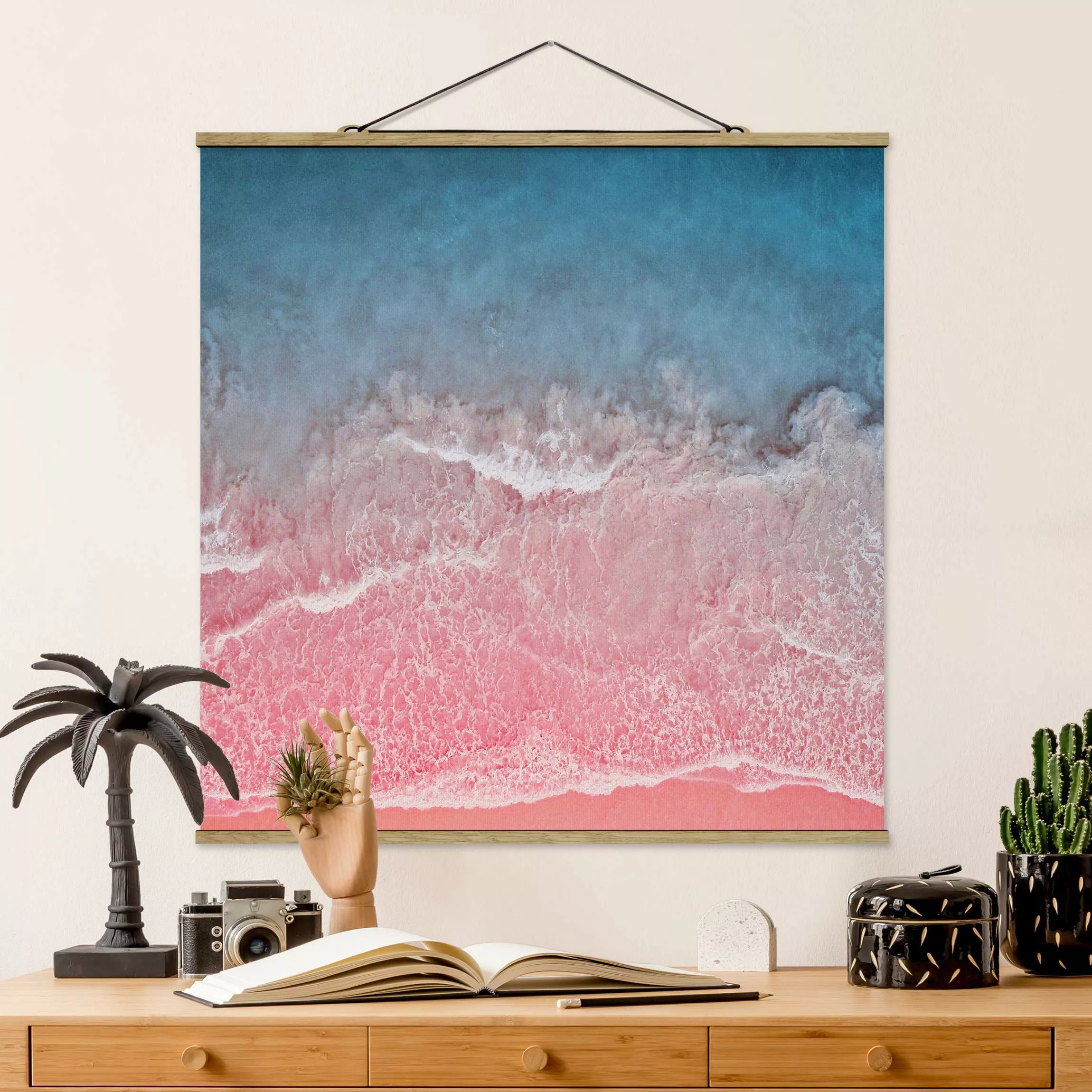 Stoffbild mit Posterleisten Ozean in Pink günstig online kaufen