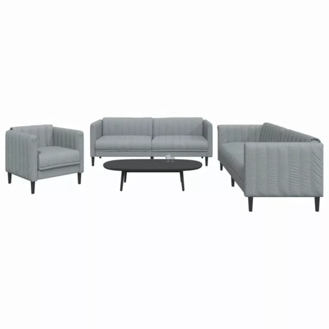 vidaXL Sofa, 3-tlg. Sofagarnitur Hellgrau Stoff günstig online kaufen