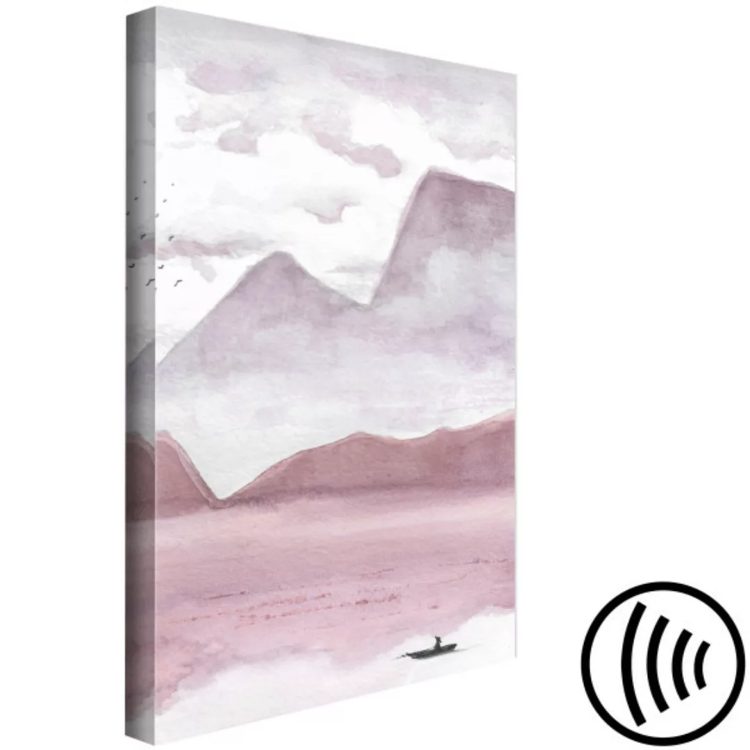 Bild auf Leinwand Pastellberge - abstrakte Berglandschaft mit einem schwarz günstig online kaufen