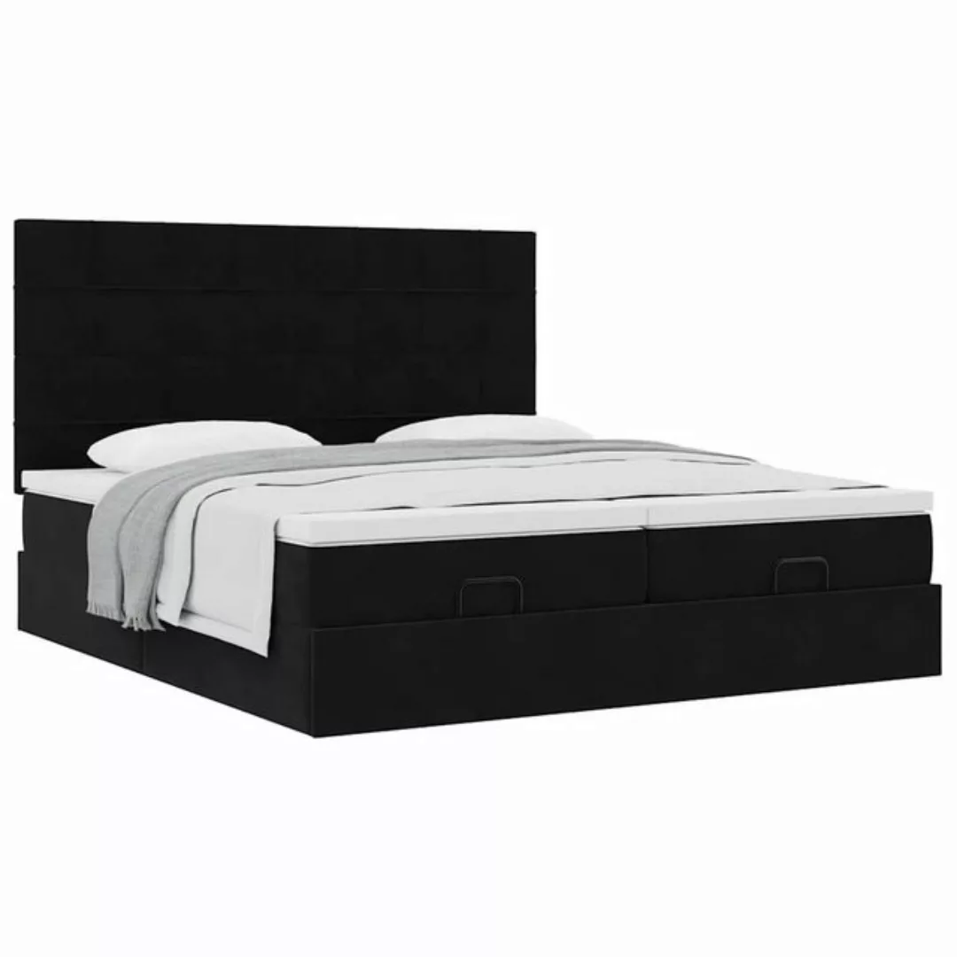 vidaXL Bett, Ottoman-Bett mit Matratzen & LEDs Schwarz 200x200 cm Samt günstig online kaufen