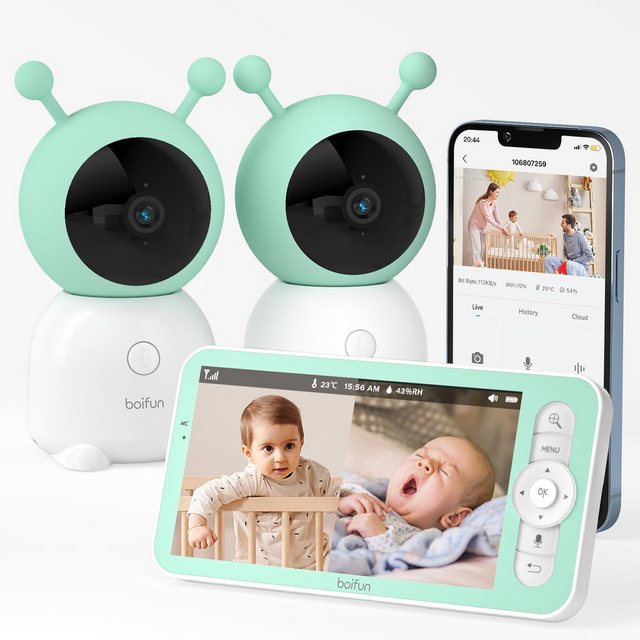Boifun Video-Babyphone Babyphone mit 2 Kameras App Split-Screen-Anzeige, 2K günstig online kaufen