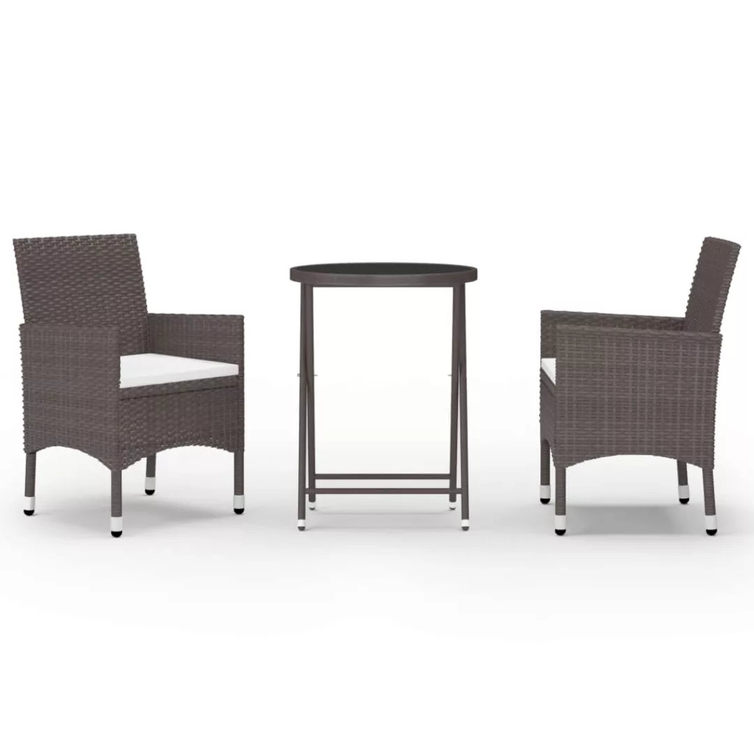 3-tlg. Bistro-set Poly Rattan Und Hartglas Braun günstig online kaufen