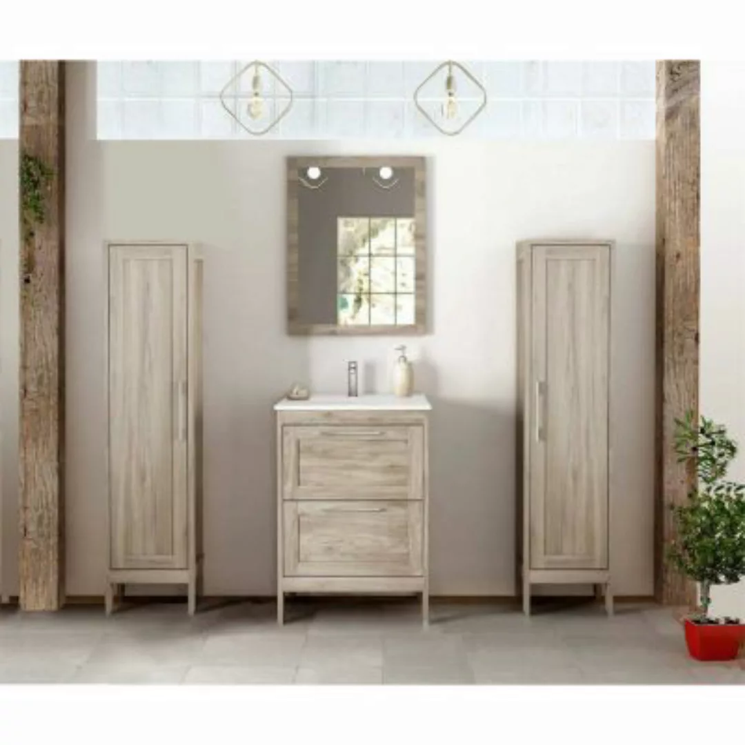 Lomadox Badezimmermöbel Set mit 2 Hochschränken & Spiegel TARIFA-110 Kiefer günstig online kaufen