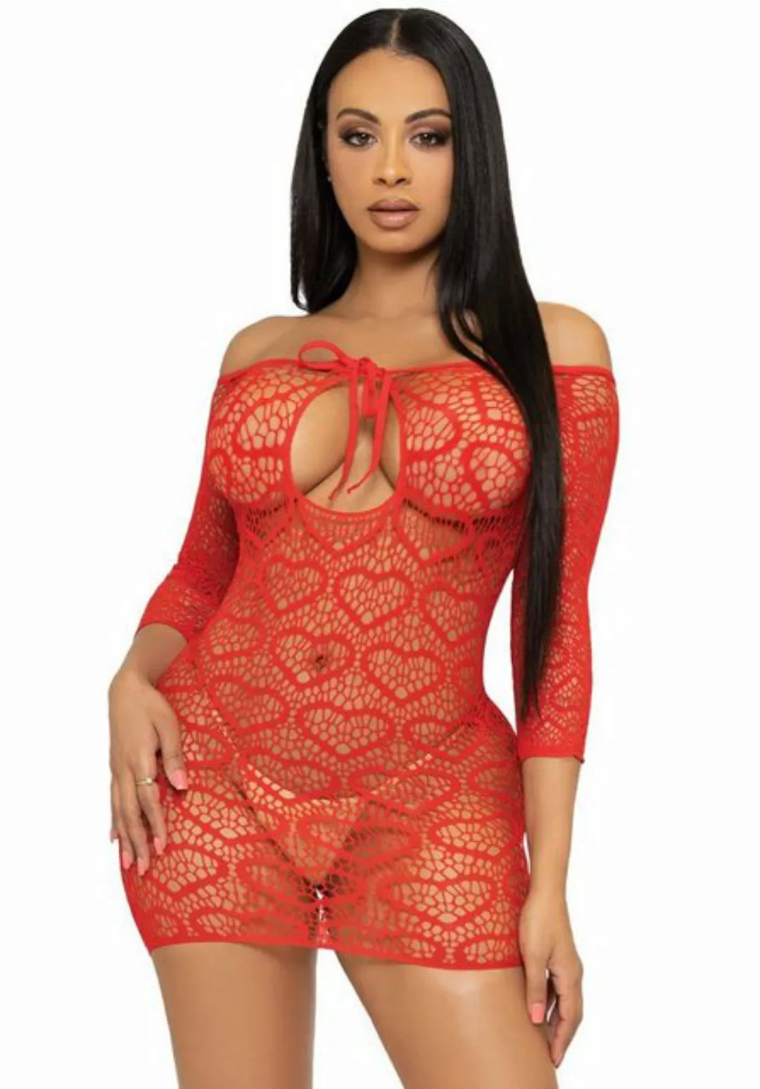 Leg Avenue Minikleid Netz-Kleid mit Herz-Muster - rot günstig online kaufen