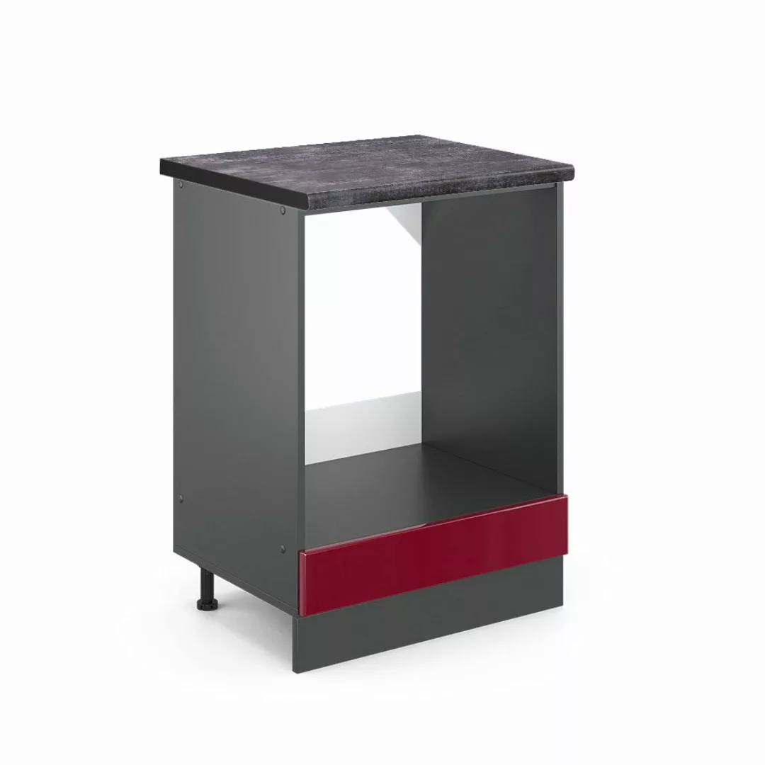 Vicco Herdumbauschrank R-Line, Bordeaux Hochglanz/Anthrazit, 60 günstig online kaufen