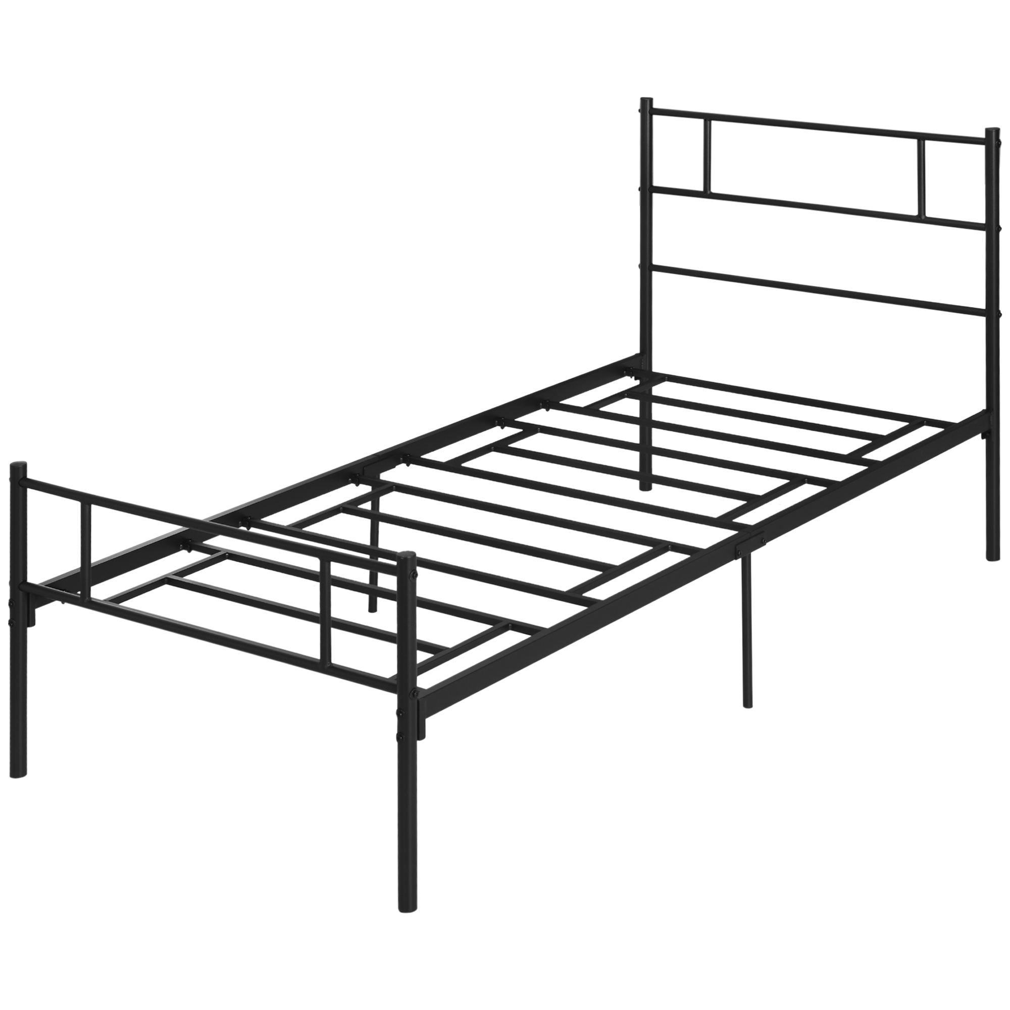 HOMCOM Bettrahmen 90 x 190 cm Einzelbett aus Stahl mit Lattenrost, Kopf- un günstig online kaufen