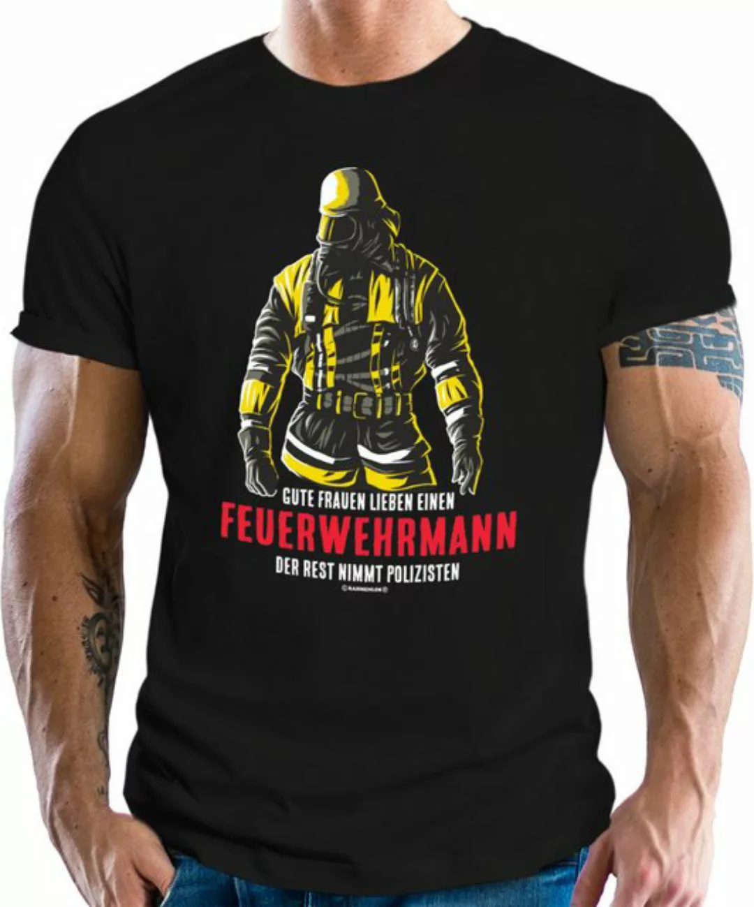 RAHMENLOS® T-Shirt gute Frauen lieben einen Feuerwehrmann günstig online kaufen