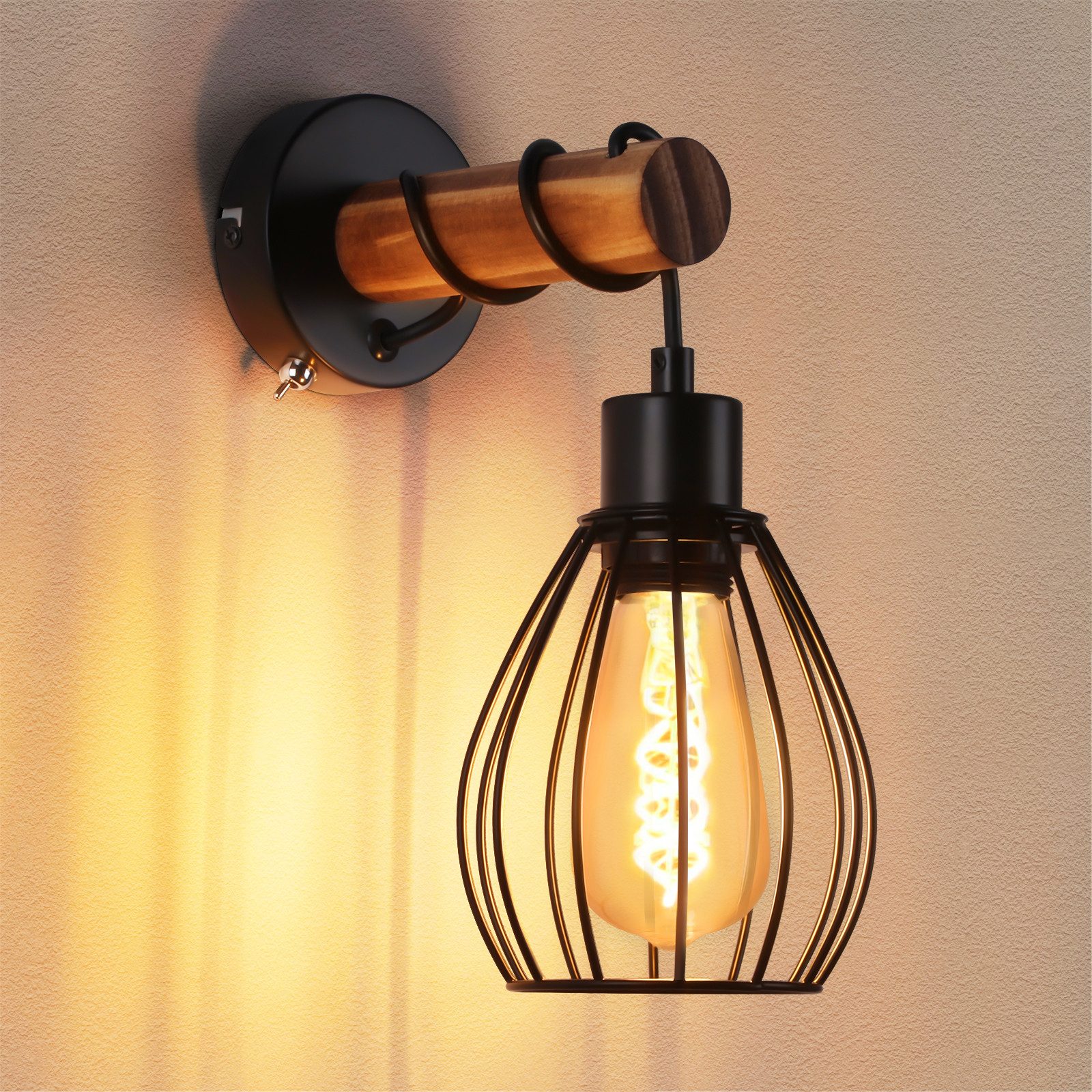 Nettlife Wandleuchte Holz Vintage E27 Innen günstig online kaufen