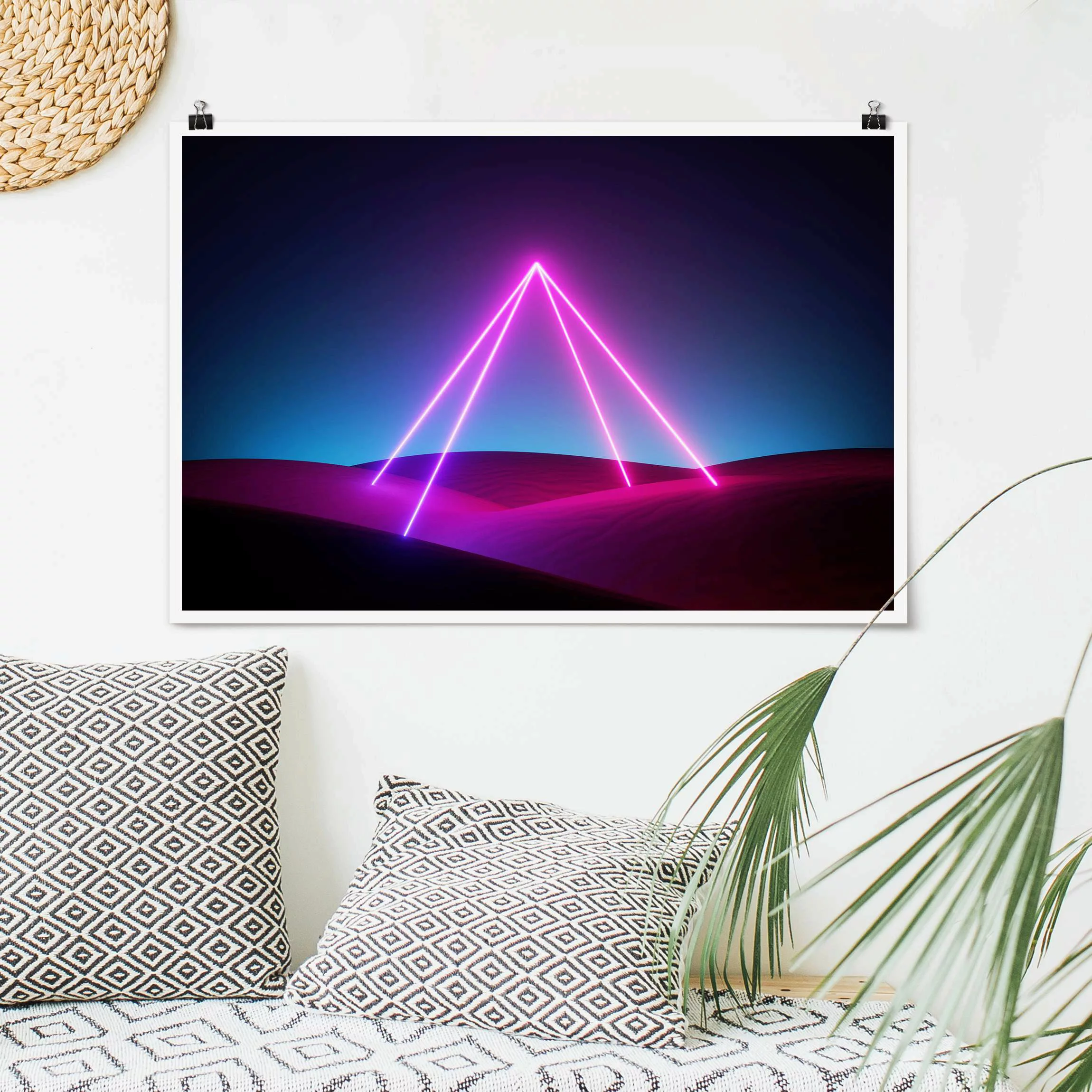 Poster Neonlichtpyramide günstig online kaufen