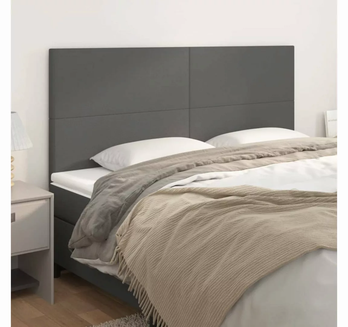 vidaXL Bett, Kopfteile 4 Stk. Grau 100x5x78/88 cm Kunstleder günstig online kaufen