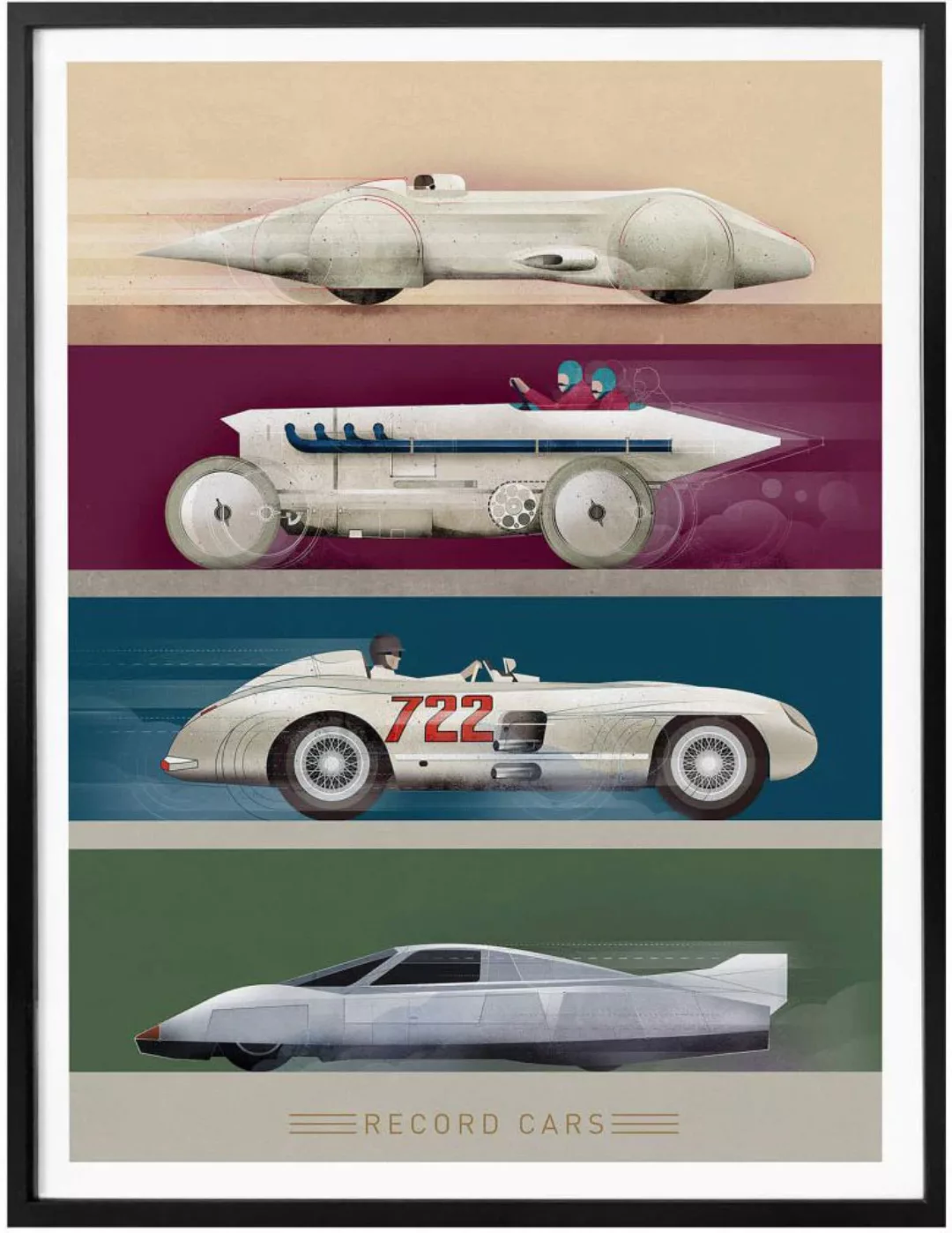 Wall-Art Poster »Vintage Auto Retro Rennwagen«, Autos, (1 St.), Poster ohne günstig online kaufen