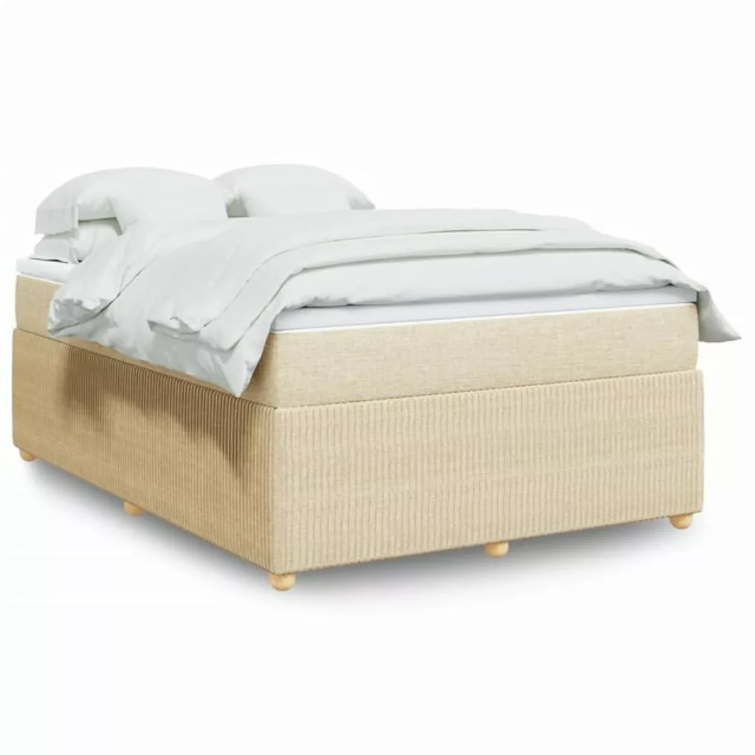 vidaXL Boxspringbett, Boxspringbett mit Matratze Creme 140x190 cm Stoff günstig online kaufen