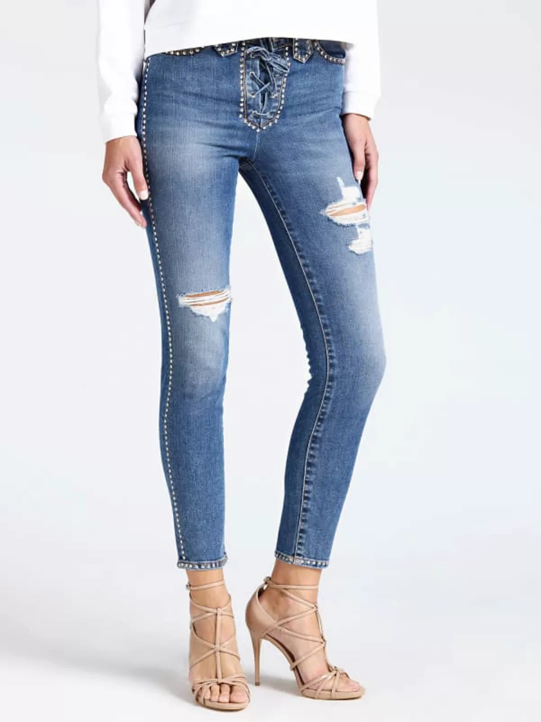 Jeans Abriebstellen Nieten-Applikation günstig online kaufen