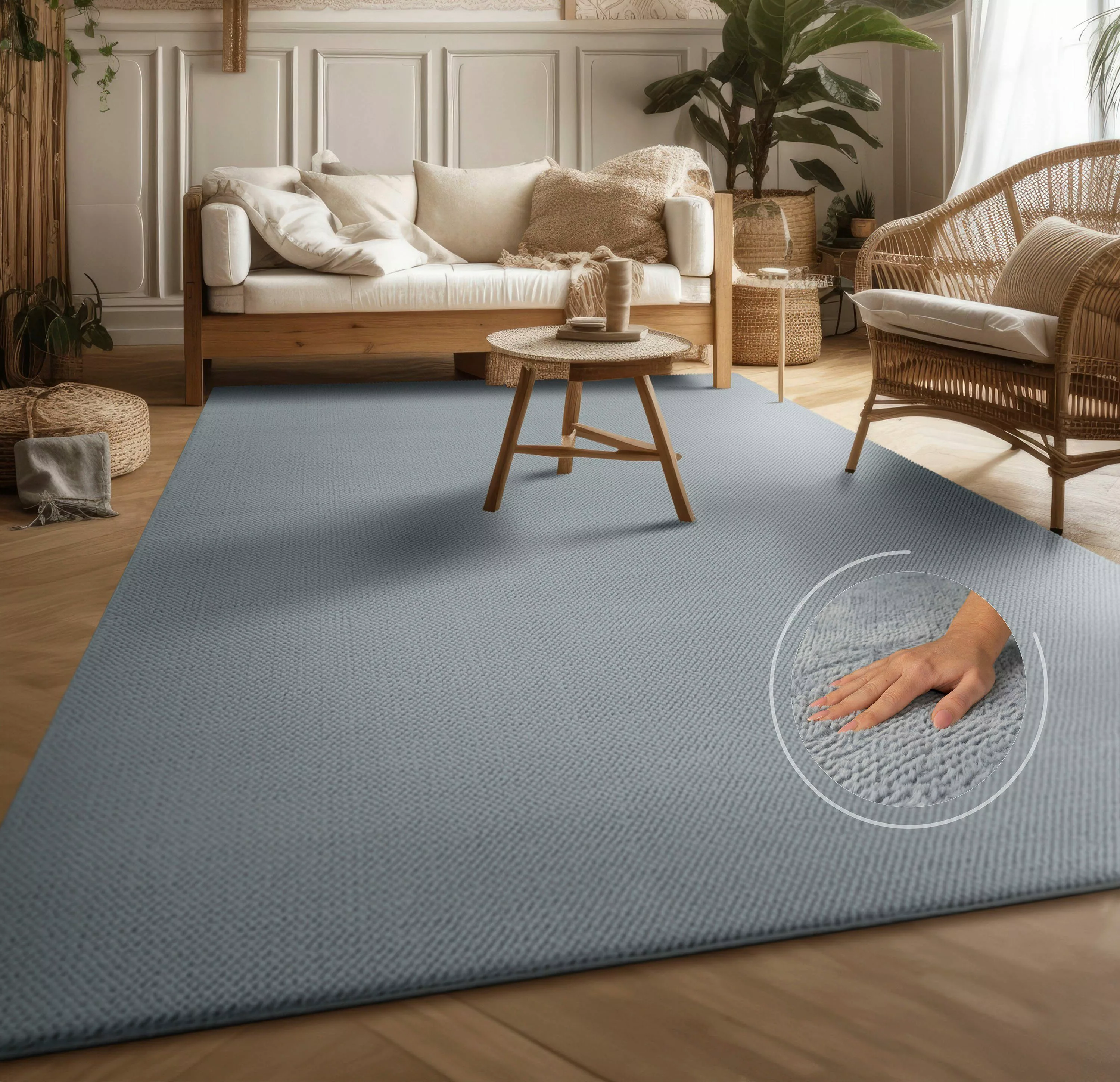 Teppich »Ciney«, rechteckig, 16 mm Höhe, Kurzflor, Hoch-Tief Effekt, Uni Fa günstig online kaufen
