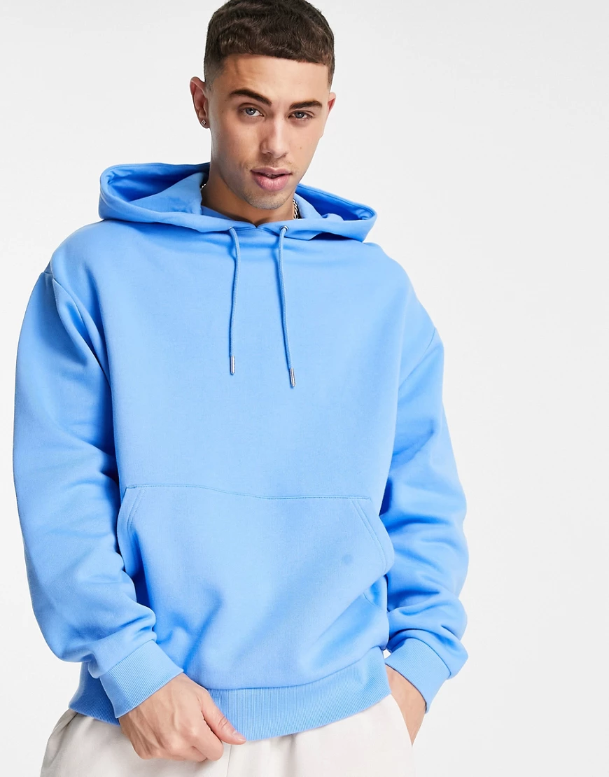 ASOS DESIGN – Oversize-Kapuzenpullover aus Bio-Materialien in Blau günstig online kaufen