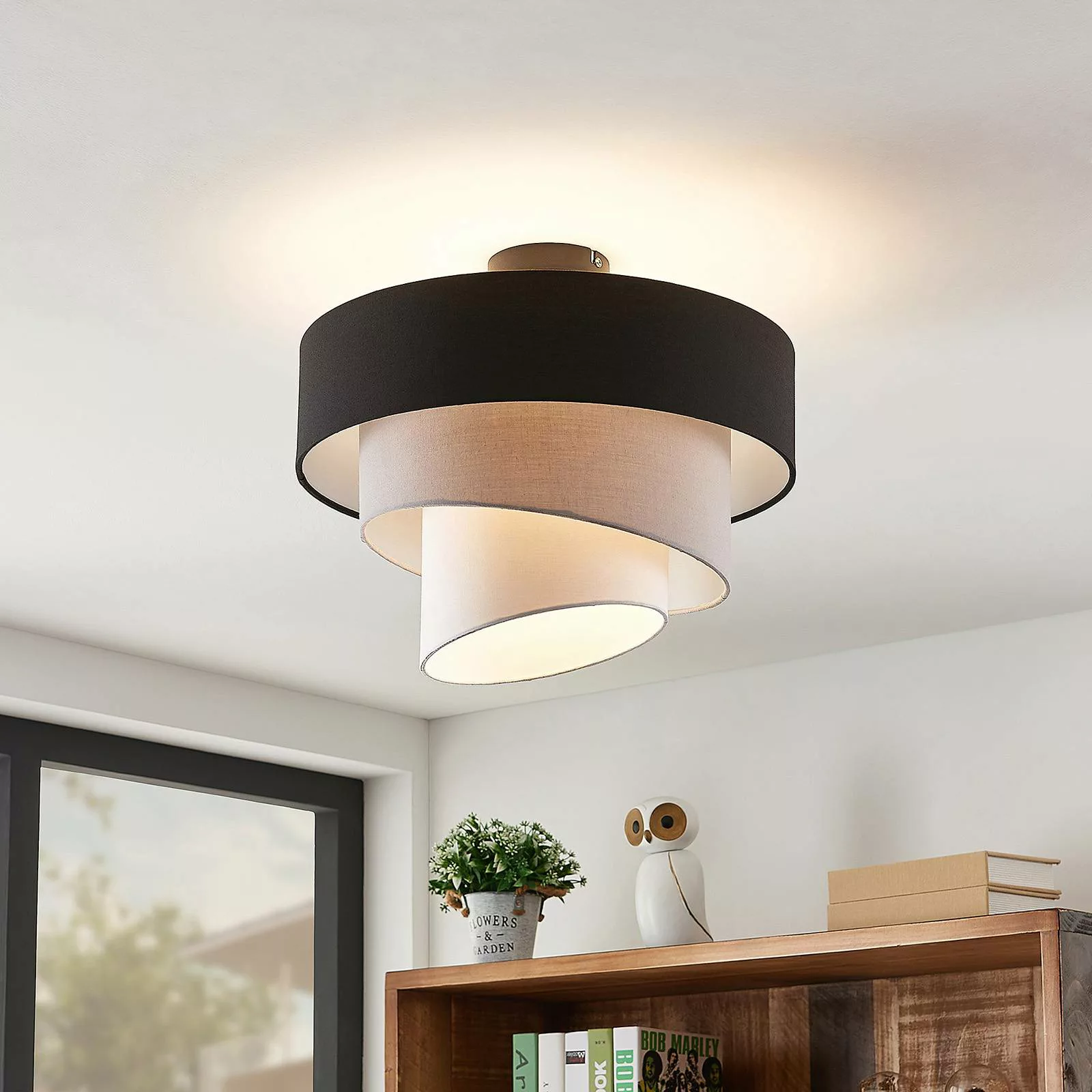 Lindby Coria Deckenlampe, schwarz und grau günstig online kaufen