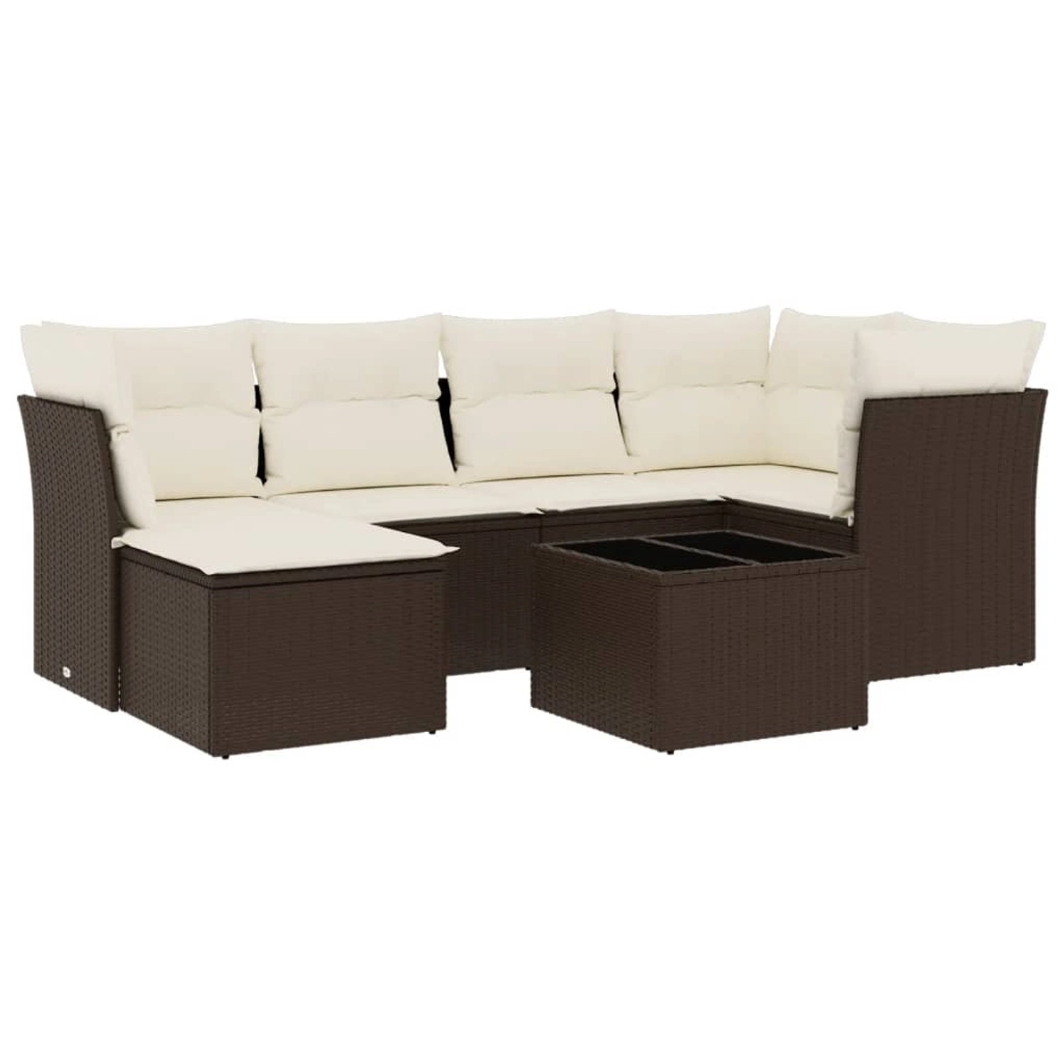 vidaXL 7-Tlg Garten-Sofagarnitur mit Kissen Braun Poly Rattan 3249802 günstig online kaufen