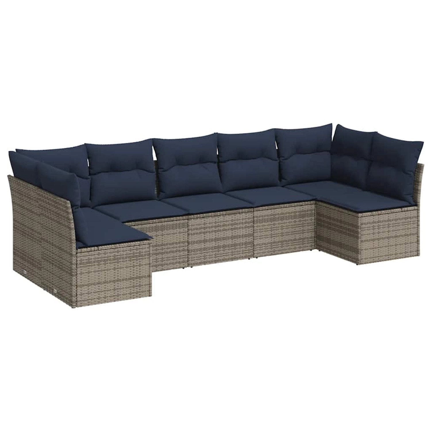 vidaXL 7-Tlg Garten-Sofagarnitur mit Kissen Grau Poly Rattan 3217431 günstig online kaufen