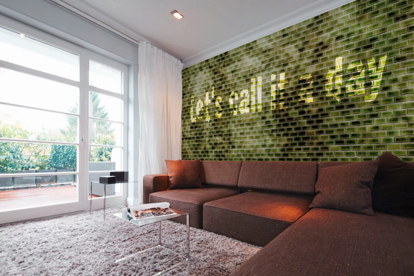 Architects Paper Fototapete »Atelier 47 Black Tiles«, Steinoptik-mit Schrif günstig online kaufen