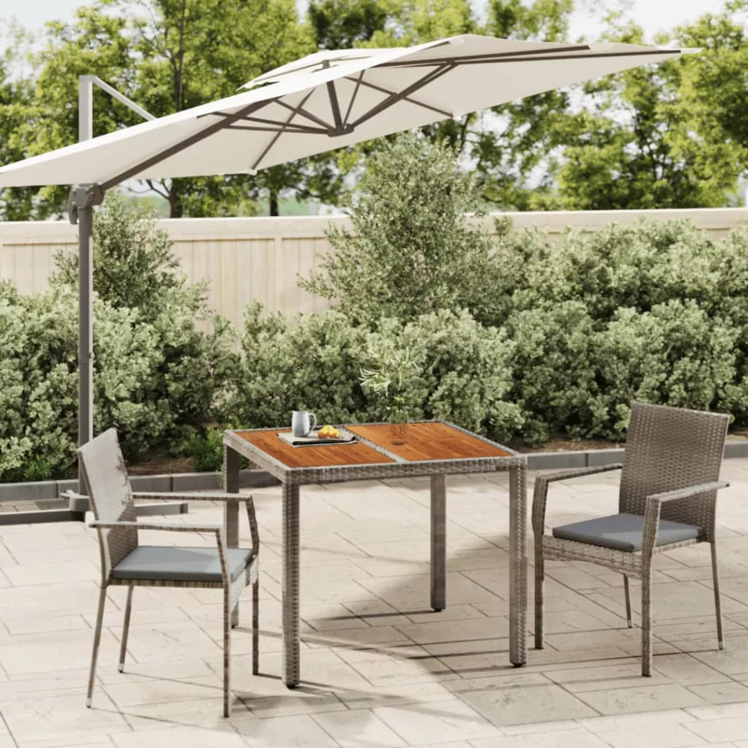 Vidaxl 3-tlg. Garten-essgruppe Mit Kissen Grau Poly Rattan günstig online kaufen