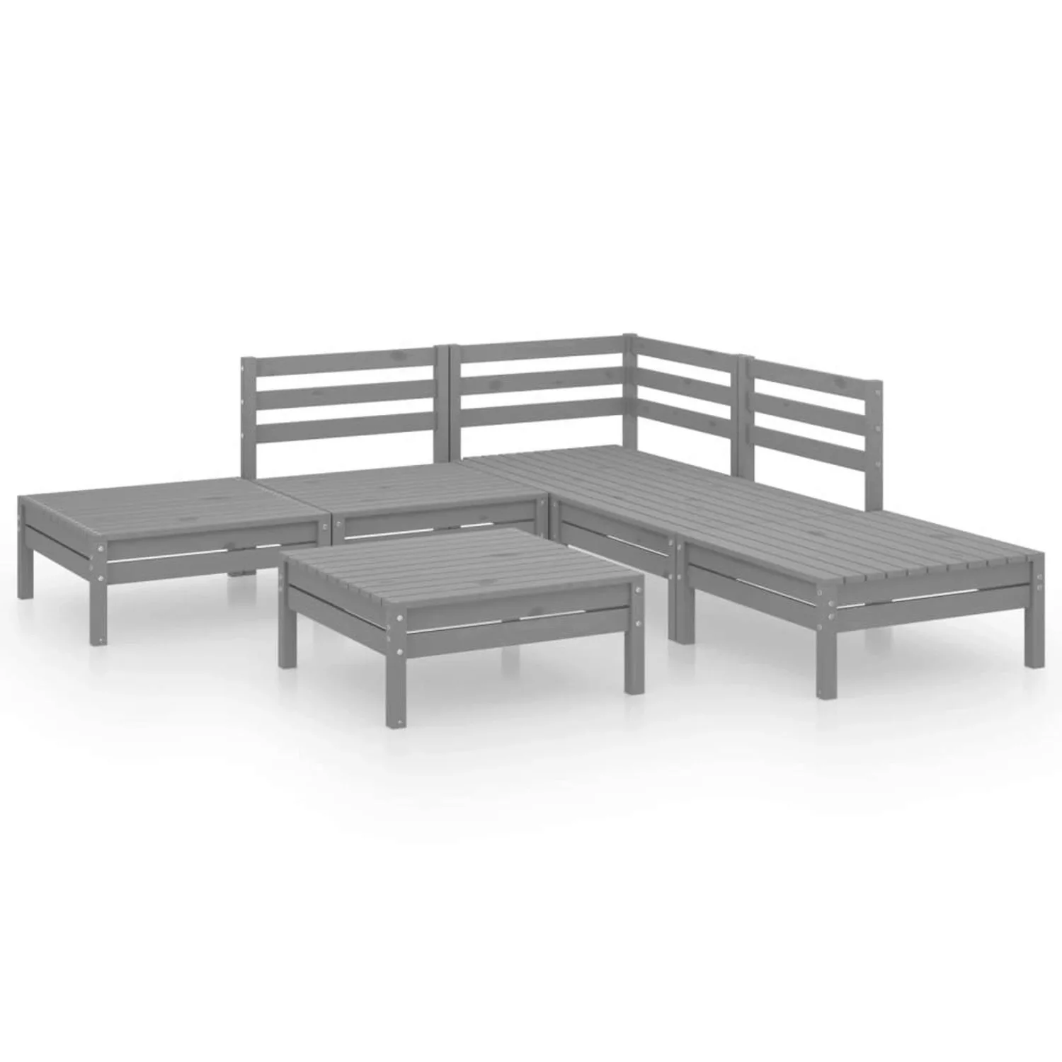 6-tlg. Garten-lounge-set Massivholz Kiefer Grau günstig online kaufen