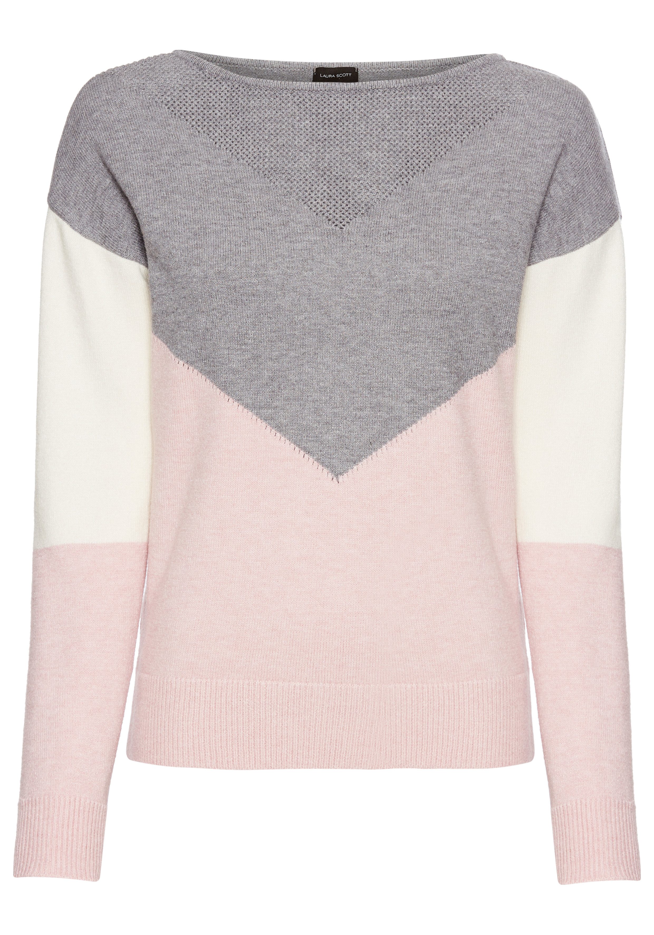 Laura Scott Strickpullover mit Ajour-V-Muster günstig online kaufen