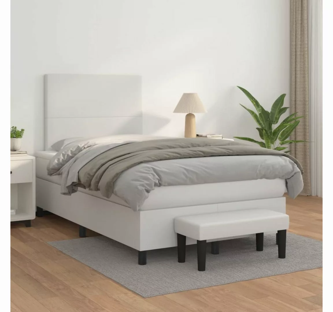 vidaXL Boxspringbett Boxspringbett mit Matratze und Fusshocker Kunstleder ( günstig online kaufen