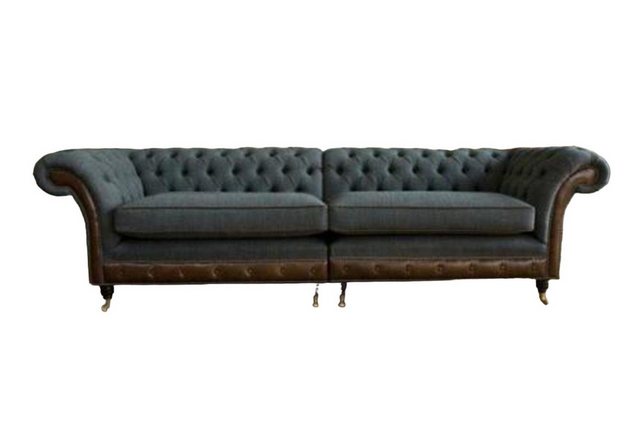 JVmoebel Chesterfield-Sofa Grau Sofa 4 Sitzer Couch Schwarz Chesterfield Po günstig online kaufen