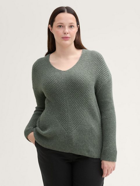 TOM TAILOR PLUS Strickpullover Plus - Strickpullover mit V-Ausschnitt günstig online kaufen