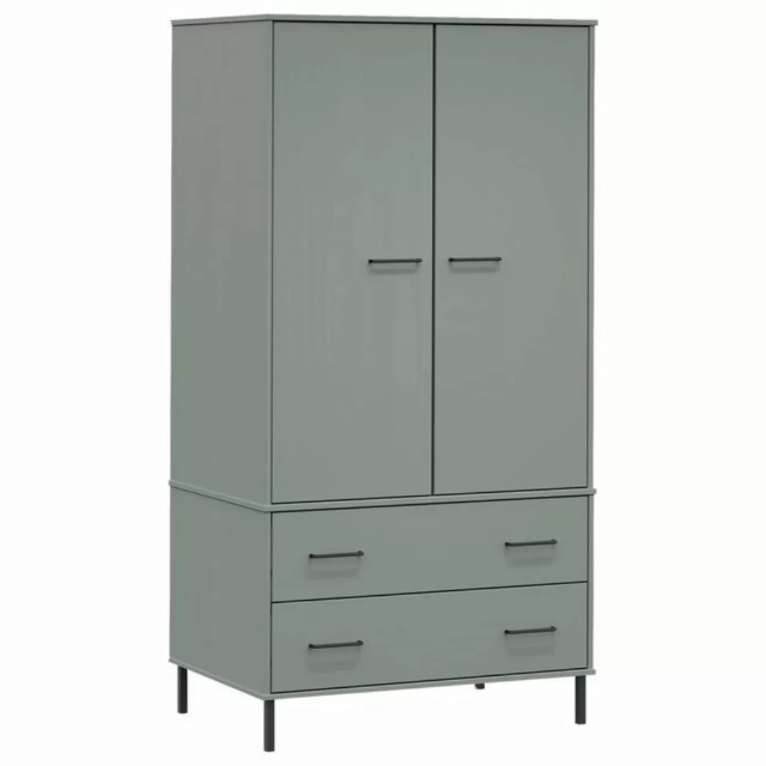 furnicato Kleiderschrank OSLO Metallbeine Grau 90x55x172,5cm Massivholz (1- günstig online kaufen