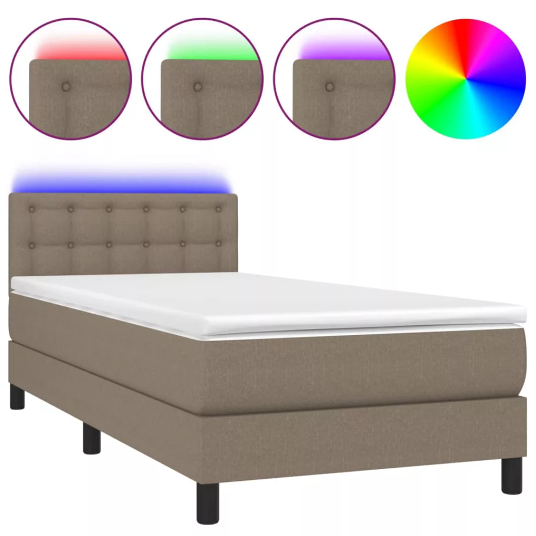 Vidaxl Boxspringbett Mit Matratze & Led Taupe 100x200 Cm Stoff günstig online kaufen