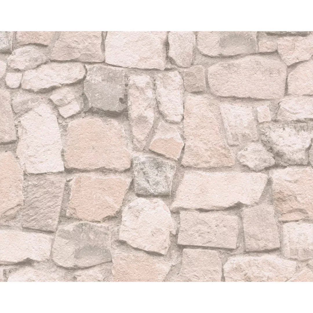 Bricoflor Bruchsteintapete in Creme Beige Mediterrane Stein Tapete in Mauer günstig online kaufen