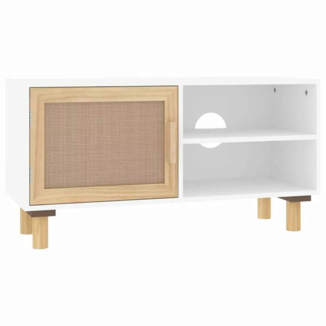 vidaXL TV-Schrank TV-Schrank Weiß 80x30x40 cm Massivholz Kiefer und Natur-R günstig online kaufen