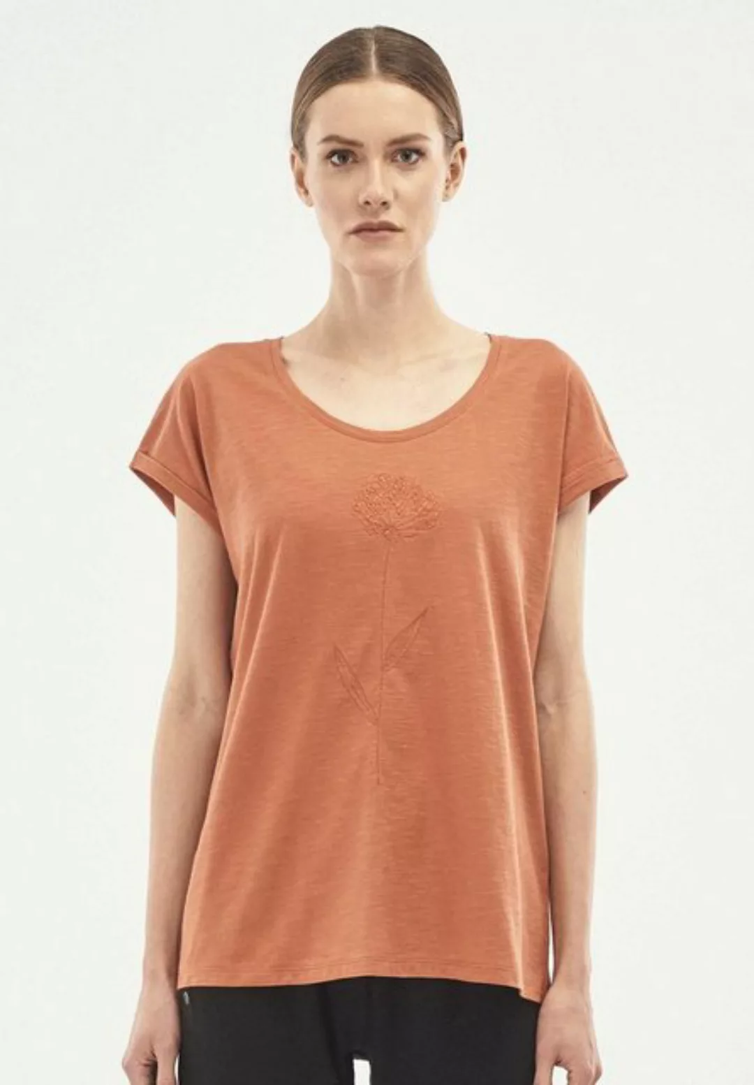 ORGANICATION T-Shirt T-Shirt aus Bio-Baumwolle mit Stickerei in Copper günstig online kaufen