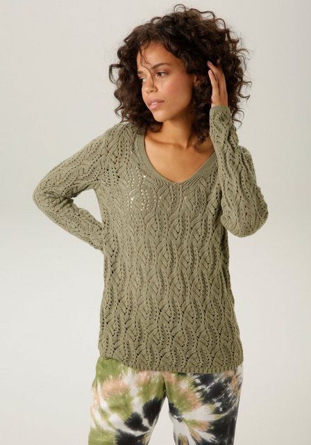 Aniston CASUAL Strickpullover, mit trendigem Ajour-Muster günstig online kaufen