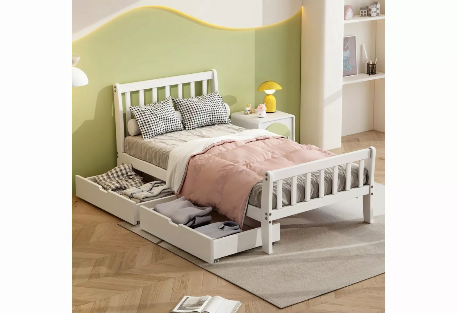 REDOM Holzbett Kinderbett mit Schubladen zur Aufbewahrung, Rahmen aus Kiefe günstig online kaufen