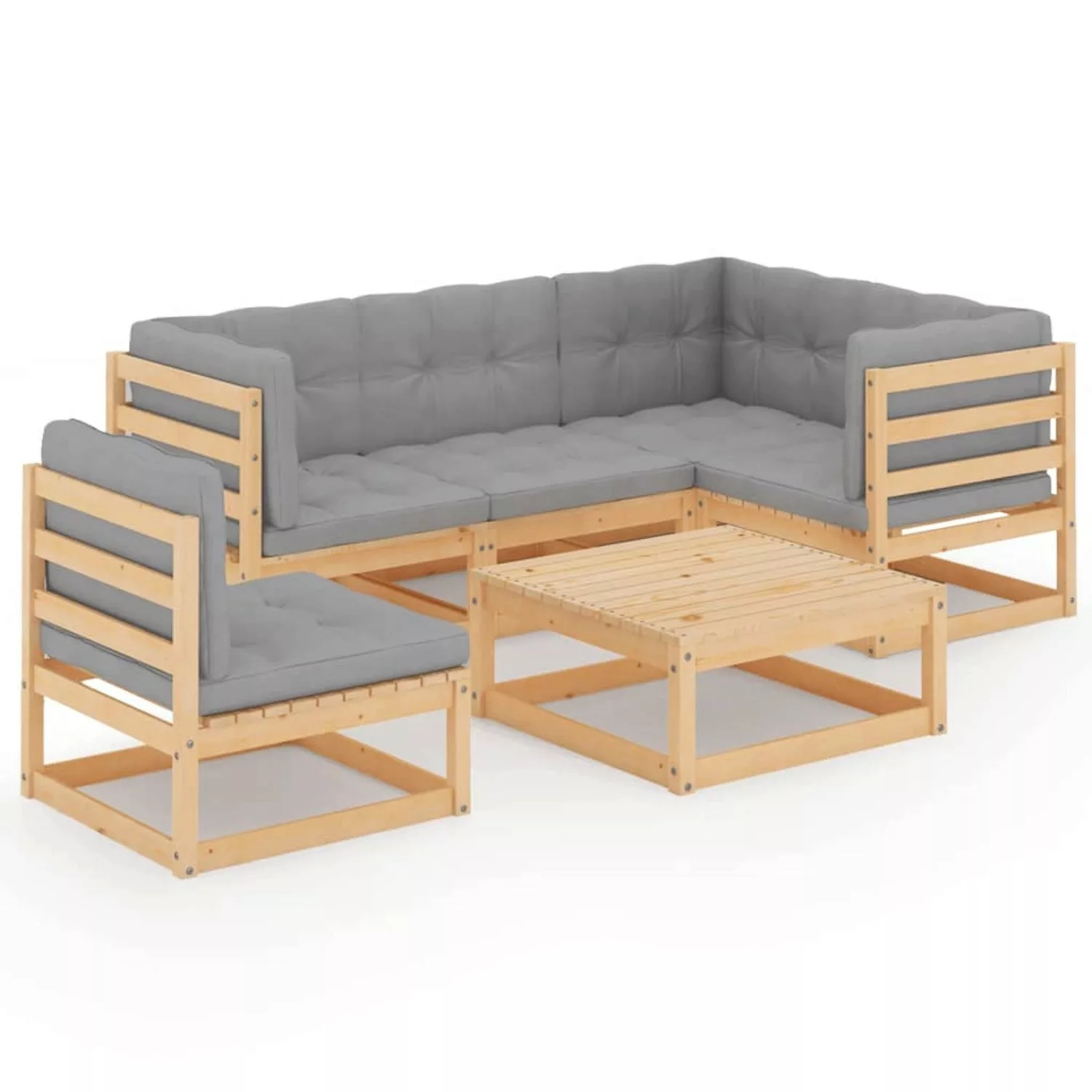 6-tlg. Garten-lounge-set Mit Kissen Massivholz Kiefer günstig online kaufen