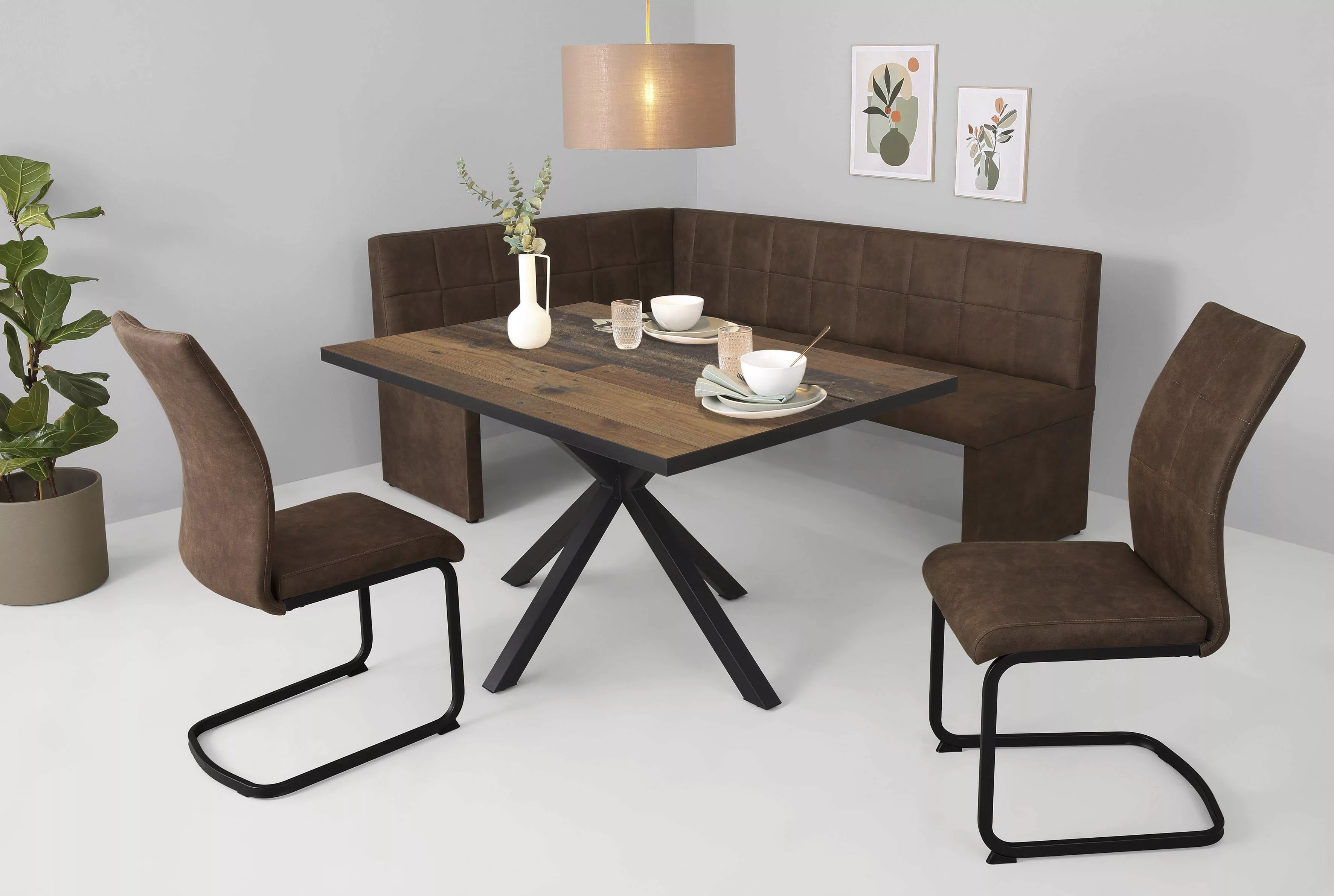 HELA Essgruppe "SPREE", (4 tlg.), Esstisch 140x90 cm mit Dickkante, Microfa günstig online kaufen
