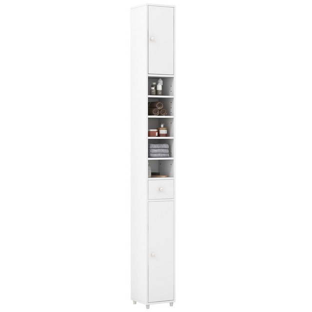 COSTWAY Hochschrank Schmal, mit Schublade, 2 Türen & Fächern, 180cm weiß günstig online kaufen