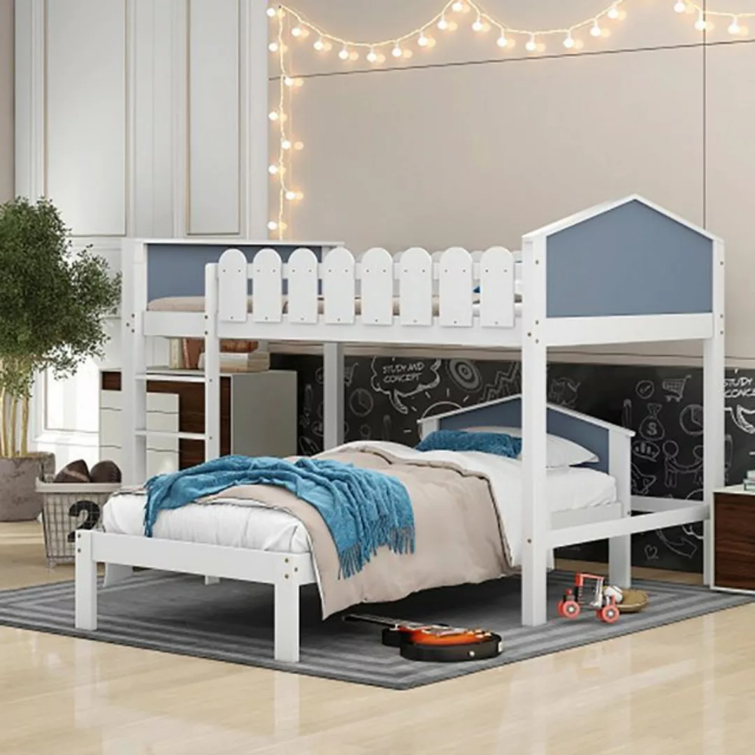 DOTMALL Kinderbett Children's bed bunk bed bed frame solid pine bed with fr günstig online kaufen