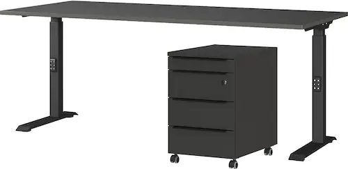 GERMANIA Büromöbel-Set "Mailand", 2-teiliges Set: Schreibtisch + Rollcontai günstig online kaufen